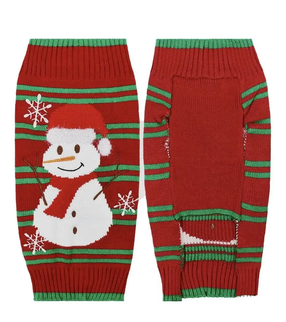 Dog Sweater Christmas Winter Warm Clothes Xmas Outfit Puppy Coat Striped Knitted